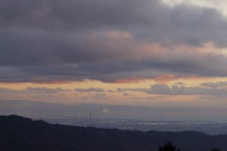 大阪に落ちる夕日